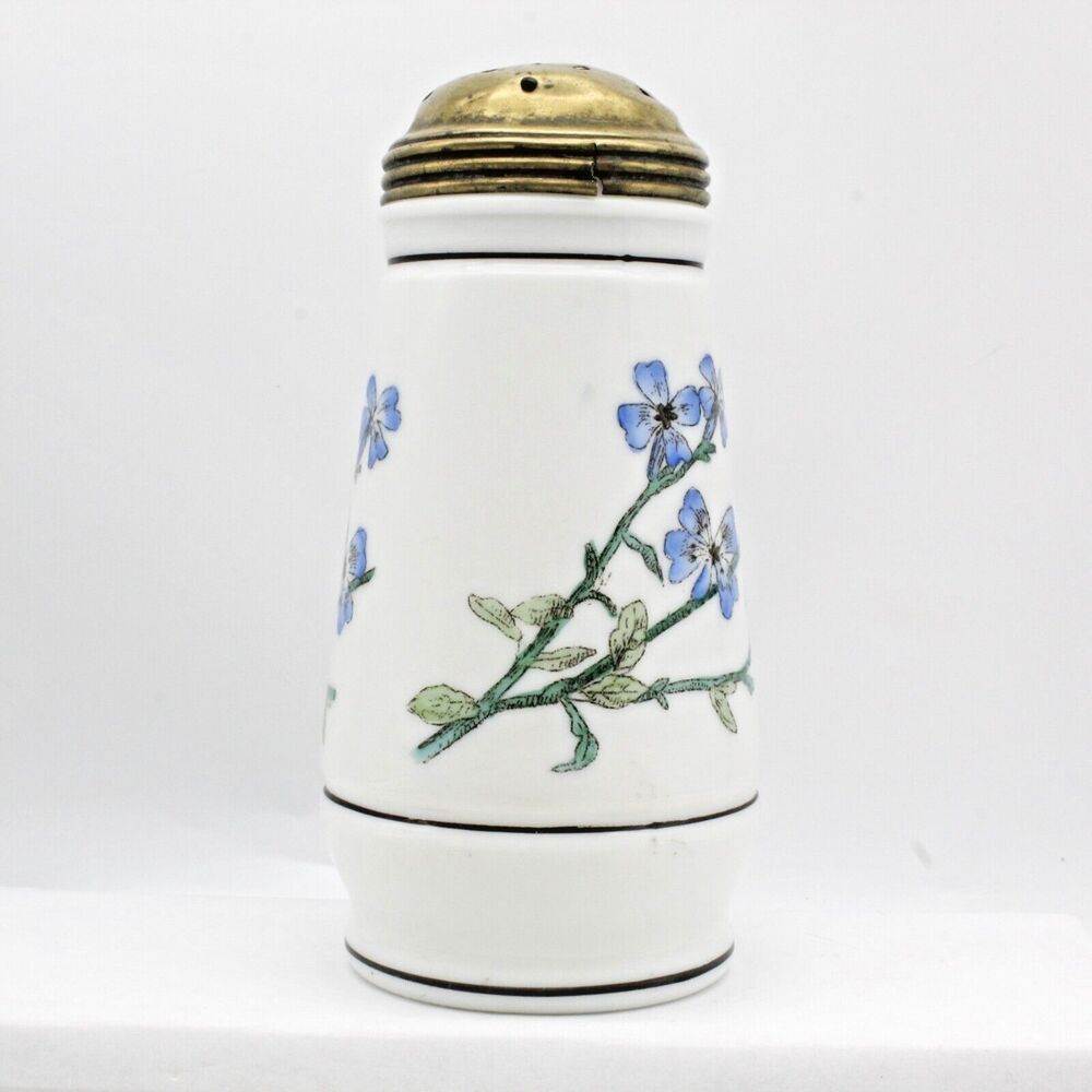 Challinor Taylor Glass Sugar Shaker Muffineer Painted Opalware Florals  Antique - Picture 4 of 9